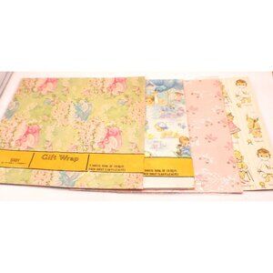 Lot 4 Vintage Hallmark Baby Gift Wrap Sheets Christening Baby Shower Celebration
